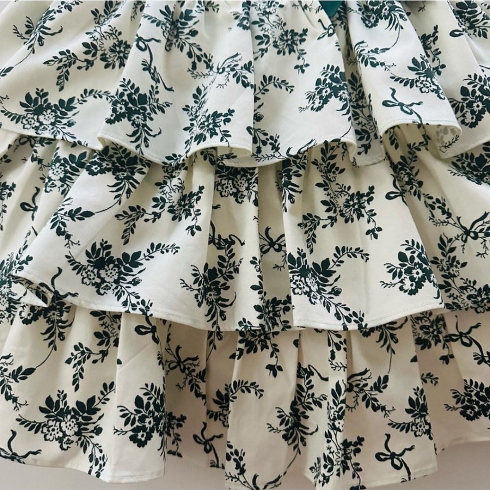 Janie and Jack Girls 6 Floral Toile Tiered Dress Holiday Edition - Picture 3 of 8